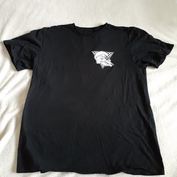 LCM International Men's Size Medium Black Cotton Surfing Skeleton T-Shirt - Picture 4 of 9